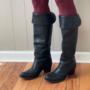 Vintage tall Frye boots with optional fold over top.